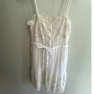 RACHEL ROY 100% Cotton White Summer Lace Dress Sz XS Breezy Flowy Boho C…